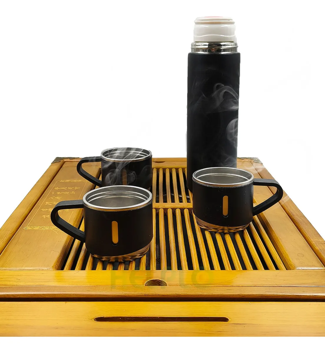 Kit Garrafa Térmica Helplo Flask Set 500ml Com 3 Xícaras Cor Preto - Imagem 5