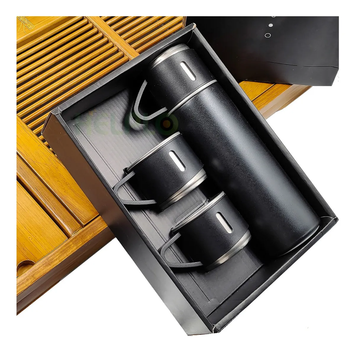 Kit Garrafa Térmica Helplo Flask Set 500ml Com 3 Xícaras Cor Preto - Imagem 4