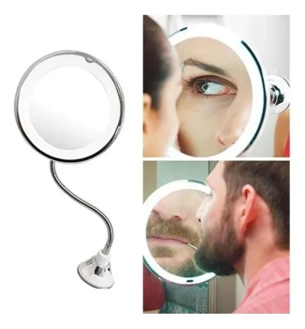 Espelho De Maquiagem Flexível Barba Com Luz Led Materpro - Imagem 2
