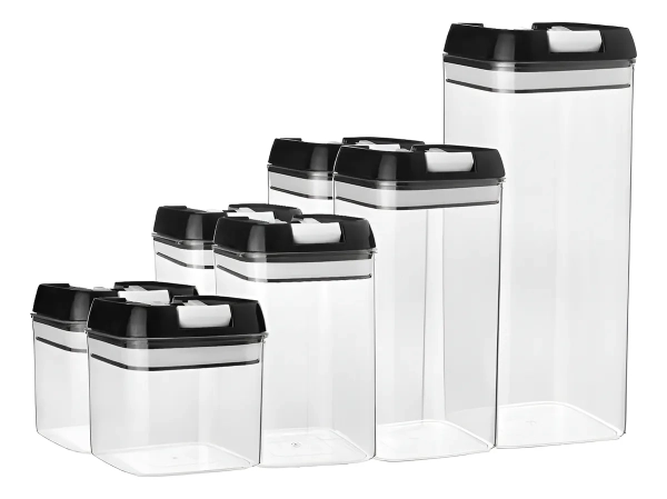 Kit 7 Potes Mantimentos Quadrado Cozinha Tampa De Vedação - Imagem 6